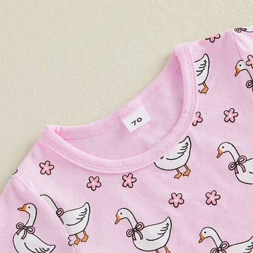Short Sleeve Floral Goose Baby Set Sets The Trendy Toddlers