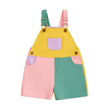 Color Block Straps Toddler Romper Pink 9-12 M