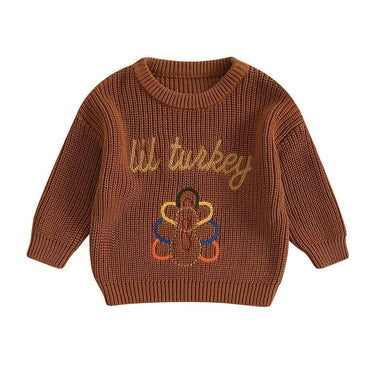 Lil Turkey Knit Baby Sweater Brown 0-3 M