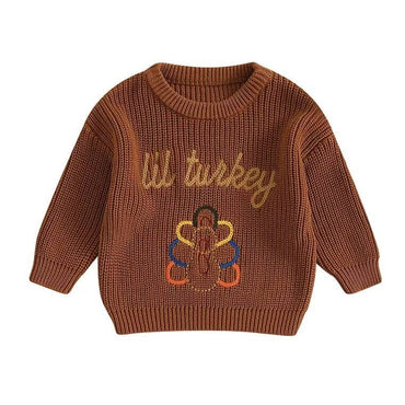 Lil Turkey Knit Baby Sweater Brown 0-3 M