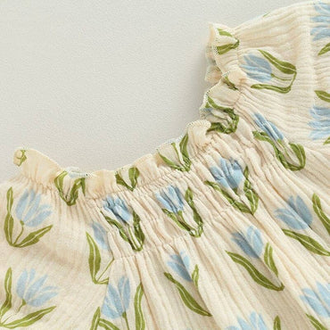 Puff Sleeve Floral Baby Romper