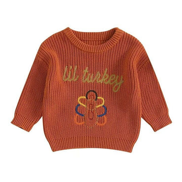 Lil Turkey Knit Baby Sweater Orange 0-3 M