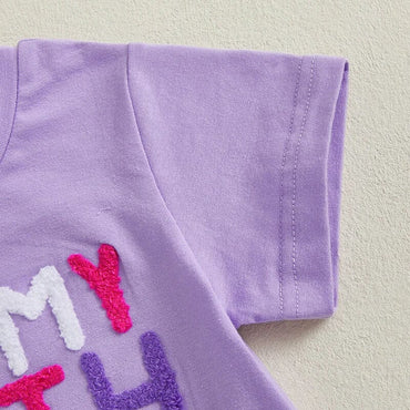 Short Sleeve Birthday Tulle Skirt Toddler Set