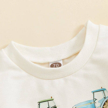 Long Sleeve Tractors Brown Pants Baby Set