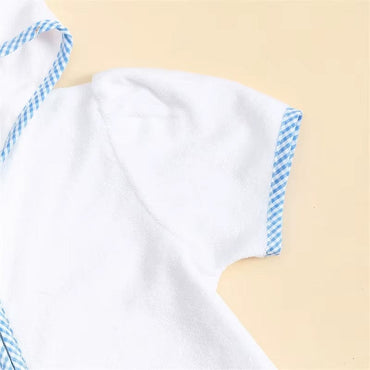 Short Sleeve Hooded Bow Toddler Cover-Up
