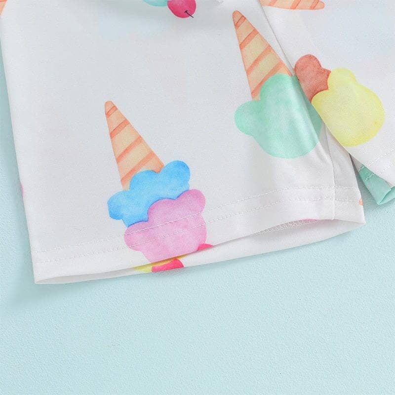 ICECREAM CREAM GIRLS SLEEPWEAR SHORTS SET - AQUA