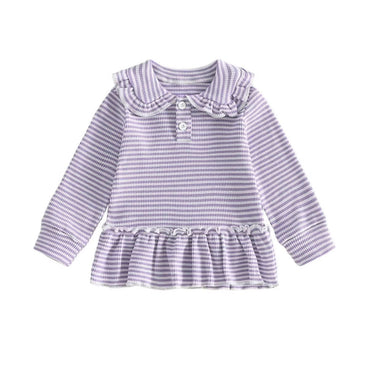 Long Sleeve Striped Collar Toddler Sweatshirt