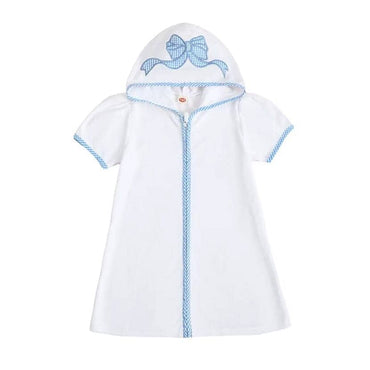 Short Sleeve Hooded Bow Toddler Cover-Up Blue 2T