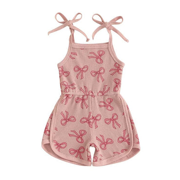 Tie Straps Bows Toddler Romper Pink 12-18 M