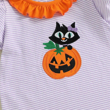 Short Sleeve Halloween Cat Toddler Dress