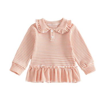 Long Sleeve Striped Collar Toddler Sweatshirt sweatshirt The Trendy Toddlers Orange 12-18 M