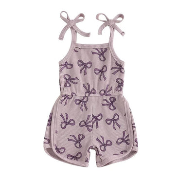 Tie Straps Bows Toddler Romper Purple 12-18 M