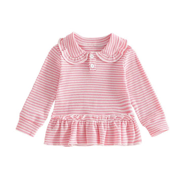 Long Sleeve Striped Collar Toddler Sweatshirt
