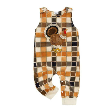 Sleeveless Checkered Thanksgiving Jumpsuit