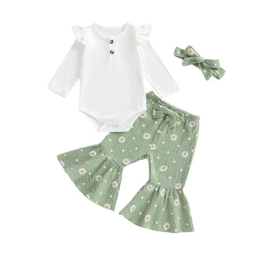 Long Sleeve Flared Daisy Pants Baby Set