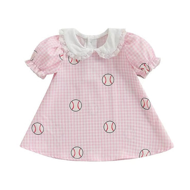 Puff Sleeve Pink Plaid Baseball Toddler Set