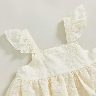 Fly Sleeve Ruffled Lace Denim Toddler Set