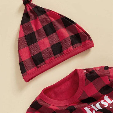 My First Christmas Plaid Baby Jumpsuit