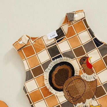 Sleeveless Checkered Thanksgiving Jumpsuit