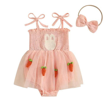 Smocked Easter Baby Romper Pink 0-3 M