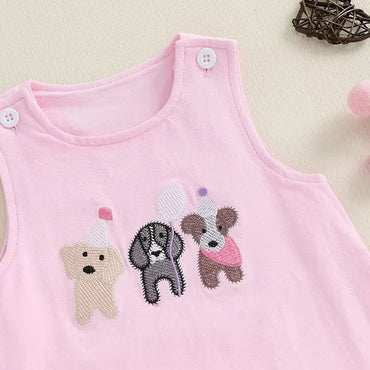 Sleeveless Pink Puppies Toddler Dress
