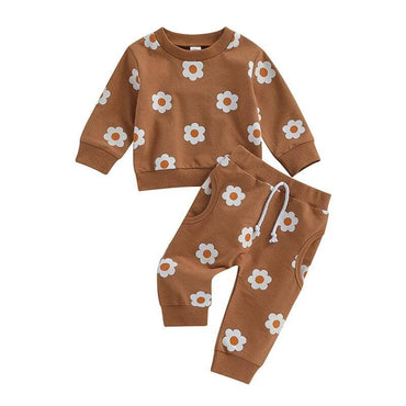 Long Sleeve Daisy Baby Set Brown 3-6 M