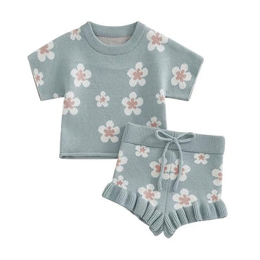 Short Sleeve Daisy Knit Baby Set