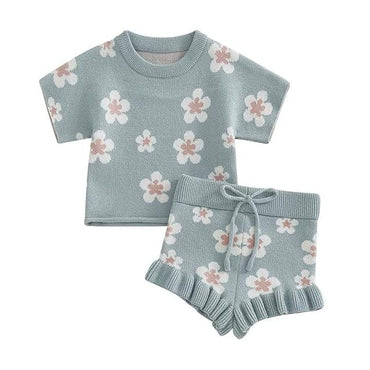 Short Sleeve Daisy Knit Baby Set