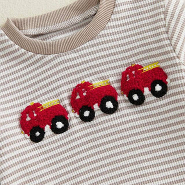 Fire Truck Striped Baby Sweatshirt