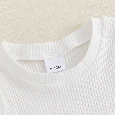 Sleeveless Ribbed Vest Denim Pants Toddler Set