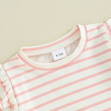 Ruffled Sleeve Striped Toddler Set