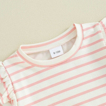 Ruffled Sleeve Striped Toddler Set