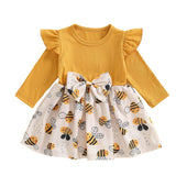 Long Sleeve Ruffled Bee Baby Dress