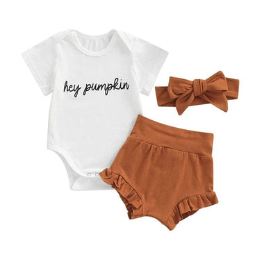 Hey Pumpkin Solid Shorts Baby Set