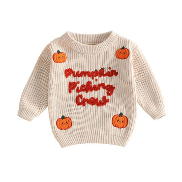 Pumpkin Picking Crew Knit Baby Sweater Sweater The Trendy Toddlers