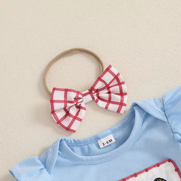 Short Sleeve Baseball Tiered Skirt Baby Set