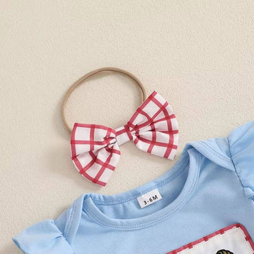 Short Sleeve Baseball Tiered Skirt Baby Set