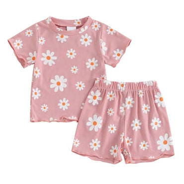 Short Sleeve Daisy Baby Set Pink 3-6 M