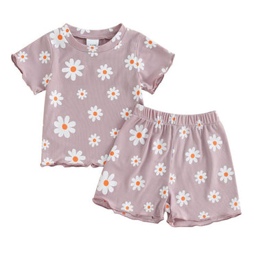 Short Sleeve Daisy Baby Set Purple 3-6 M