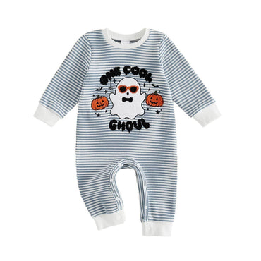 One Cool Ghoul Striped Baby Jumpsuit Jumpsuit The Trendy Toddlers