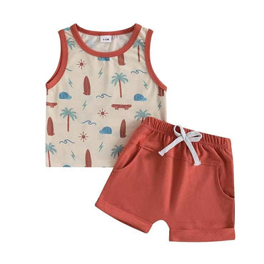 Sleeveless Summer Vibes Baby Set Red 3-6 M