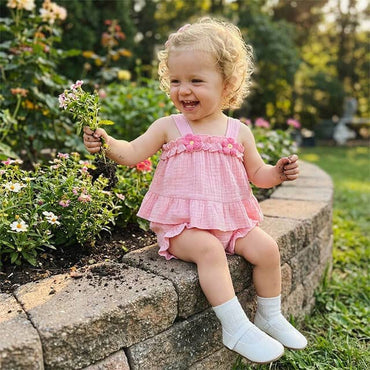 Solid Ruffled Cami Top Baby Set