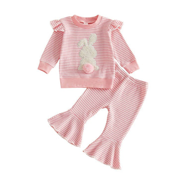 Long Sleeve Striped Bunny Flared Baby Set