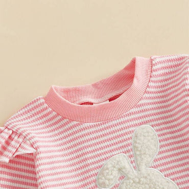 Long Sleeve Striped Bunny Flared Baby Set