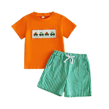 Short Sleeve Pumpkin Harvest Toddler Set Sets The Trendy Toddlers Orange 12-18 M