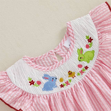 Fly Sleeve Bunny Striped Toddler Dress