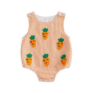 Sleeveless Striped Carrot Baby Romper