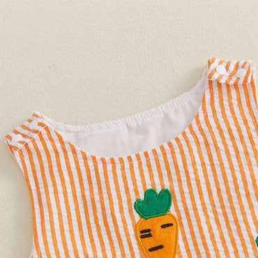 Sleeveless Striped Carrot Baby Romper