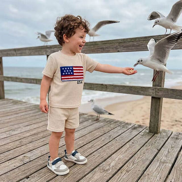 Short Sleeve USA Flag Baby Set