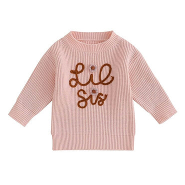 Lil Sis Knitted Baby Sweater Pink 3-6 M